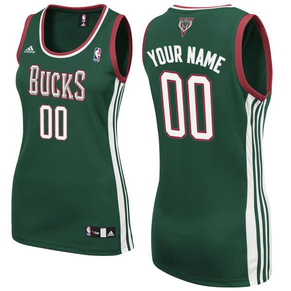 Adidas Milwaukee Bucks Women Custom Replica Road Green NBA Jersey